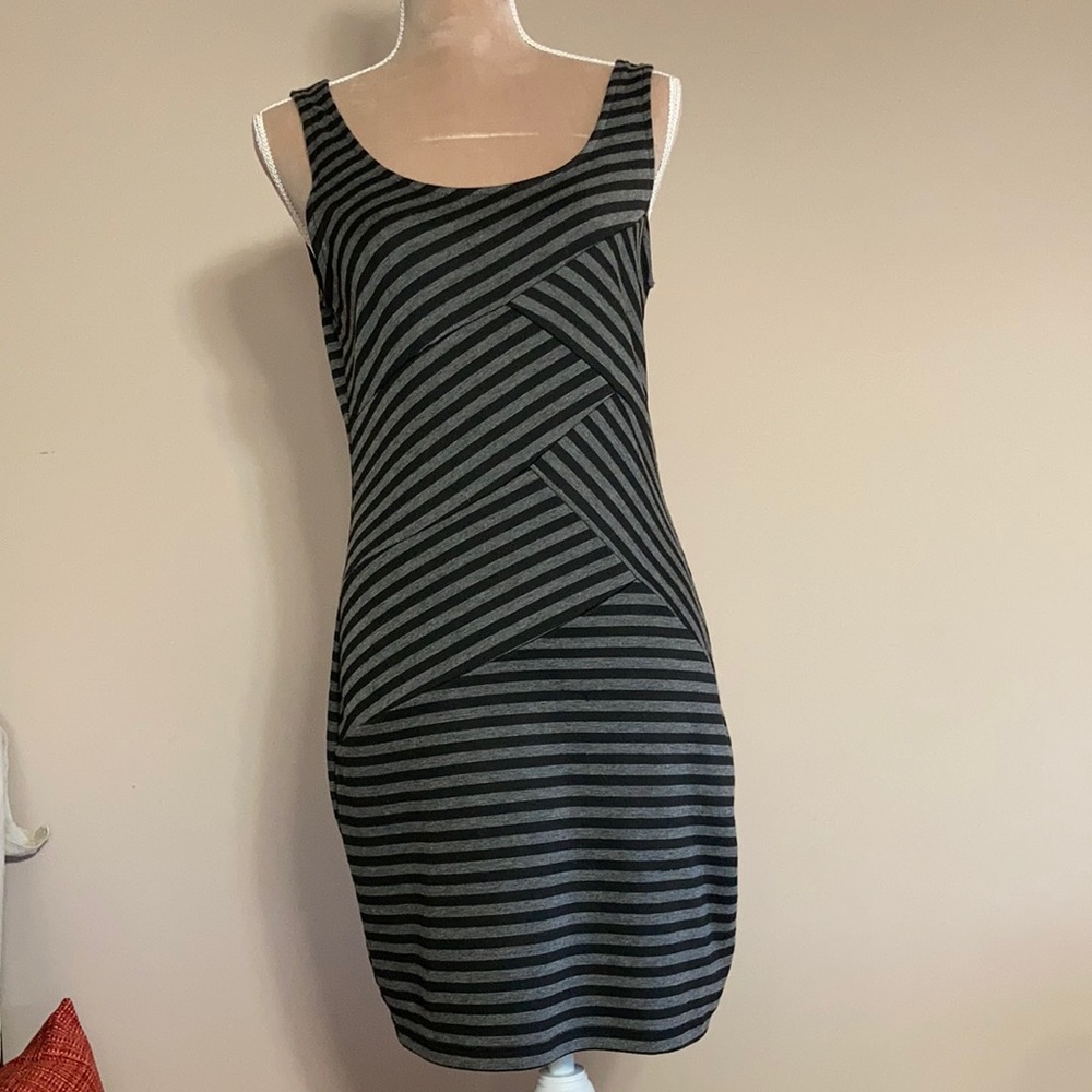 Body Central Black and Gray Striped Dress